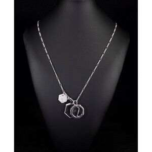 India Hicks Hexagon Necklace Womens Silver Trio Pave Crystal Jewelry Retired